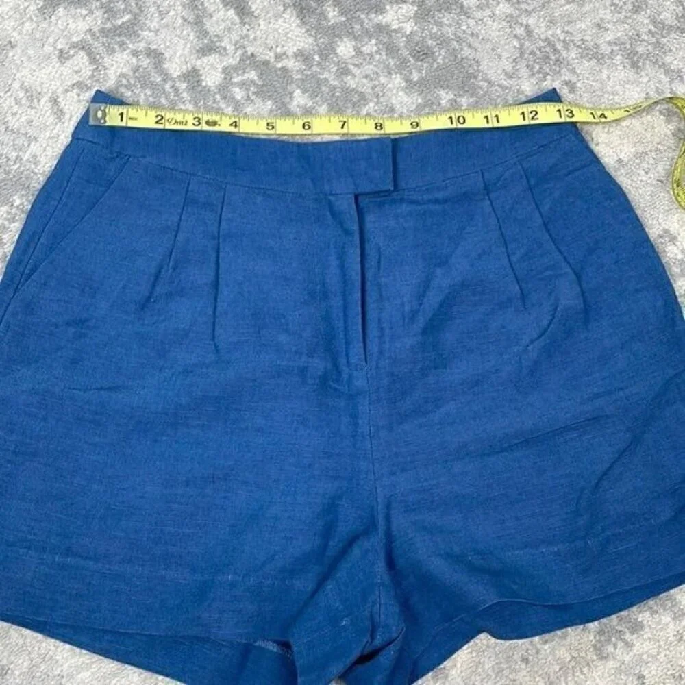 NWT L’Agence Pleat Front Chino Shorts Blue High Rise Daisy Dukes Sz 2